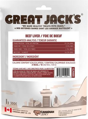 Show full view: Great Jack's Air Dried Beef Liver Jerky Dog Treats, 6-oz bag slide 3 of 3