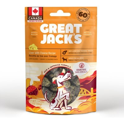 Great Jack's Great Jack's Big Bitz Liver & Cheese Recipe Grain-Free Dog Treats, 2-oz bag