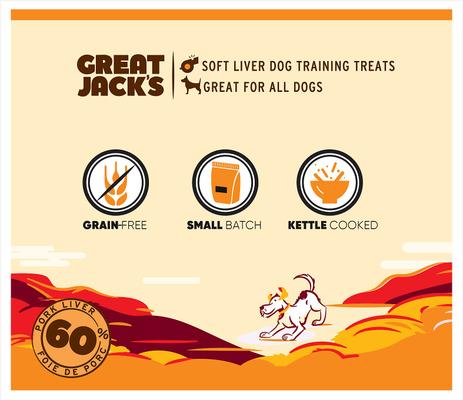 Show full view: Great Jack's Big Bitz Liver & Cheese Recipe Grain-Free Dog Treats, 2-oz bag slide 5 of 8