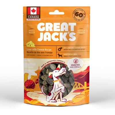 Great Jack's Great Jack's Big Bitz Liver & Cheese Recipe Grain-Free Dog Treats, 7-oz bag