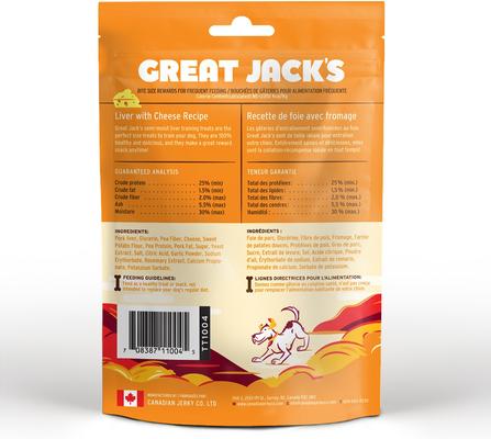 Show full view: Great Jack's Big Bitz Liver & Cheese Recipe Grain-Free Dog Treats, 7-oz bag slide 3 of 8