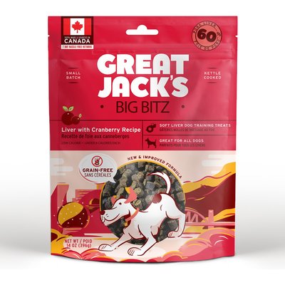 Great Jack's Great Jack's Big Bitz Liver & Cranberry Recipe Grain-Free Dog Treats, 14-oz bag