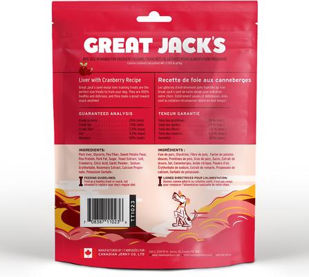 Show full view: Great Jack's Big Bitz Liver & Cranberry Recipe Grain-Free Dog Treats, 14-oz bag slide 3 of 8