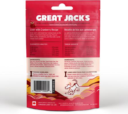 Show full view: Great Jack's Big Bitz Liver & Cranberry Recipe Grain-Free Dog Treats, 2-oz bag slide 3 of 8