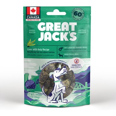 Great Jack's Great Jack's Big Bitz Liver & Kelp Recipe Grain-Free Dog Treats, 2-oz bag