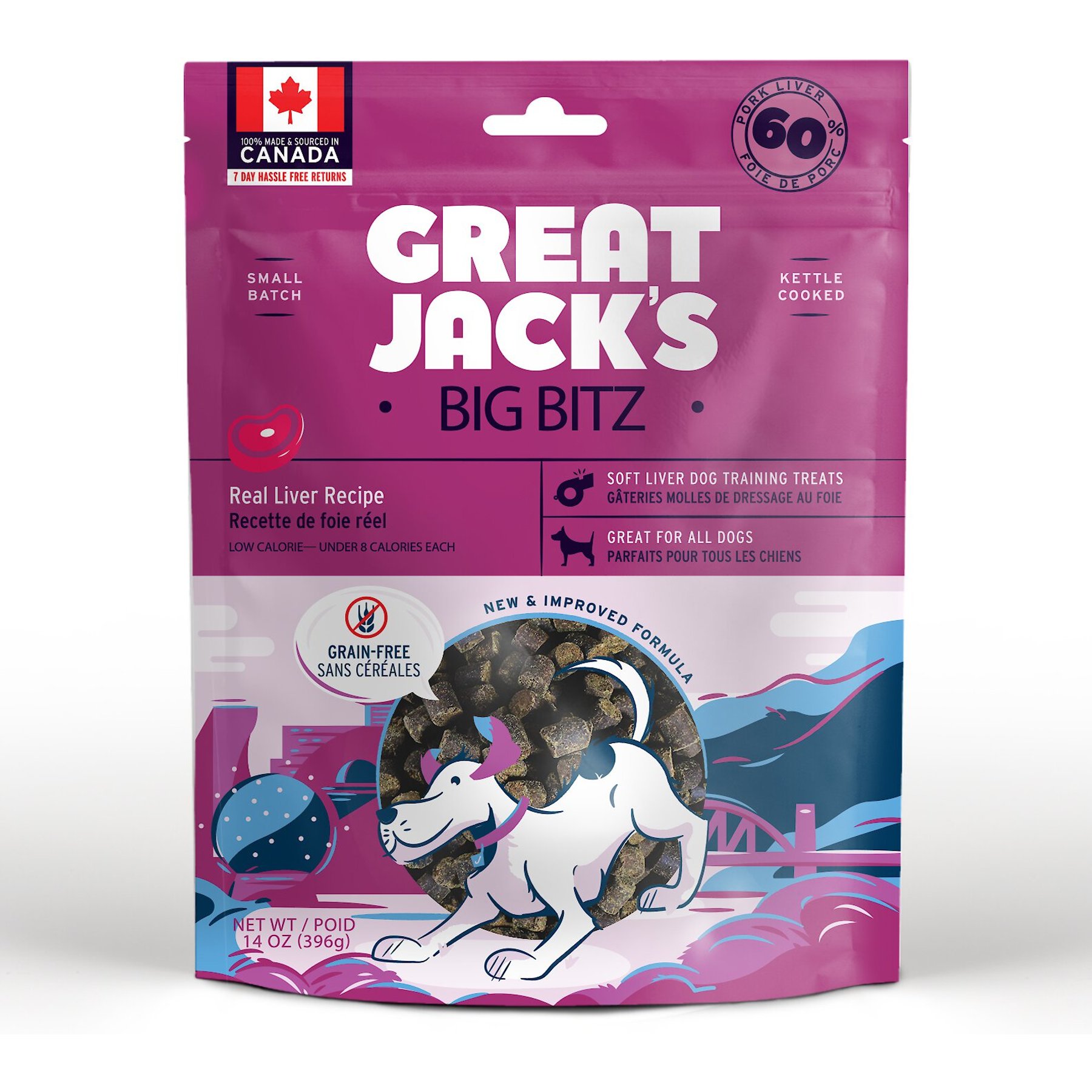 Great Jack's Big Bitz Liver Recipe Grain-Free Dog Treats, 14-oz bag