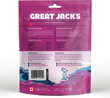 Show full view: Great Jack's Big Bitz Liver Recipe Grain-Free Dog Treats, 14-oz bag slide 3 of 8