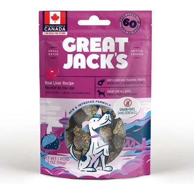 Great Jack's Great Jack's Big Bitz Liver Recipe Grain-Free Dog Treats, 2-oz bag