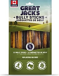 Great Jack's Canada Made Bully Sticks Dog Treats, 5-7-in, 12 count