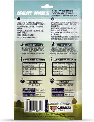 Show full view: Great Jack's Canada Made Bully Sticks Dog Treats, 5-7-in, 12 count slide 3 of 10