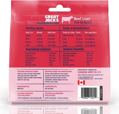 Show full view: Great Jack's Freeze-Dried Beef Liver Dog Treats, 1-oz bag slide 3 of 9