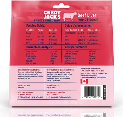 Show full view: Great Jack's Freeze-Dried Beef Liver Dog Treats, 7-oz bag slide 3 of 9