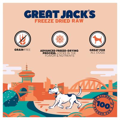 Show full view: Great Jack's Freeze-Dried Salmon Dog Treats, 1-oz bag slide 5 of 9