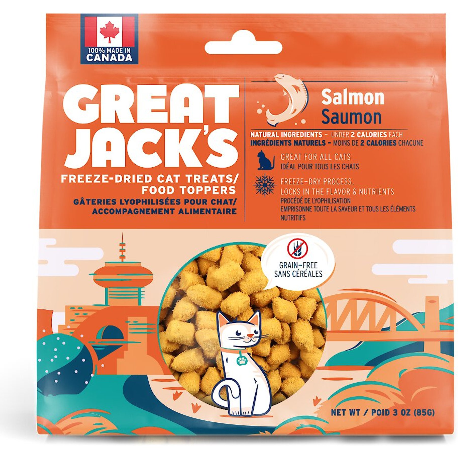 Great Jack's Salmon Freeze-Dried Grain-Free Cat Treats, 3-oz bag