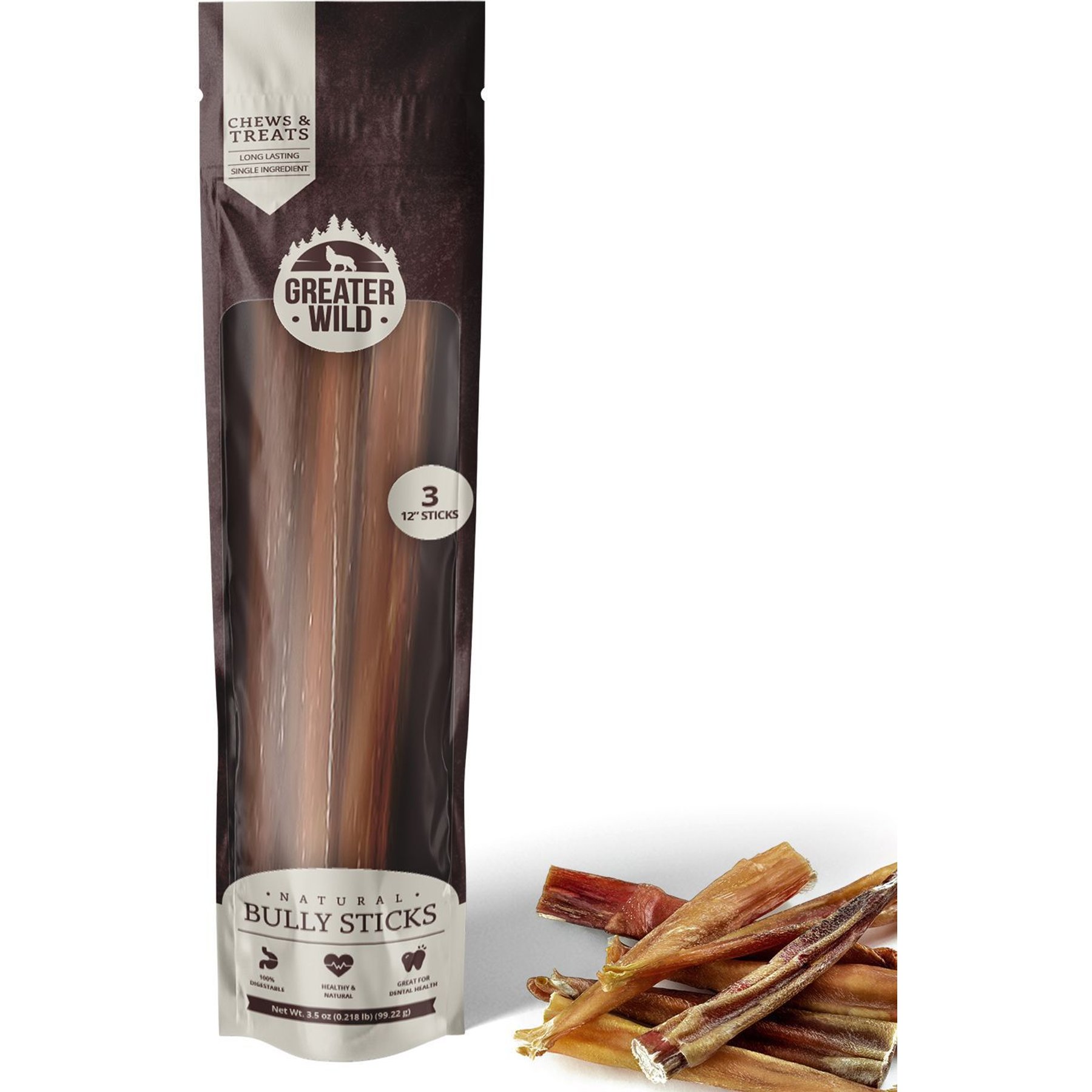 Greater Wild Split 12-in Bully Sticks Dog Treats, 3 count