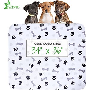 Green Lifestyle Printed Reusable Cat & Dog Pee Pads, Blue & White, 34 x 36-in, 4 count