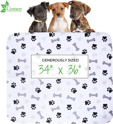 Show full view: Green Lifestyle Printed Reusable Cat & Dog Pee Pads, Blue & White, 34 x 36-in, 4 count slide 2 of 10