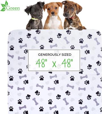 Show full view: Green Lifestyle Printed Reusable Cat & Dog Pee Pads, Blue & White, 48 x 48-in, 2 count slide 2 of 10