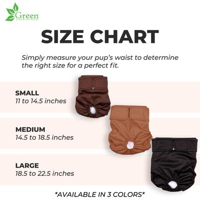 Show full view: Green Lifestyle Washable Dog Diapers, 3 count, Black, Medium: 14.5 to 18.5-in waist slide 7 of 9