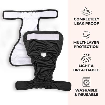 Show full view: Green Lifestyle Washable Dog Diapers, 3 count, Black, Small: 12 to 14.5-in waist slide 7 of 8