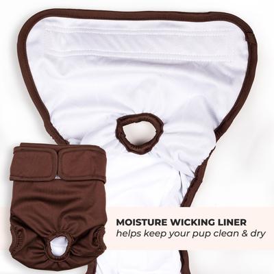 Show full view: Green Lifestyle Washable Dog Diapers, 3 count, Dark Brown, Medium: 14.5 to 18.5-in waist slide 5 of 8