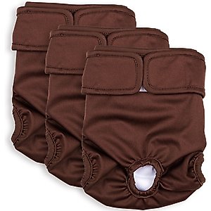 Green Lifestyle Washable Dog Diapers, 3 count, Dark Brown, Small: 12 to 14.5-in waist