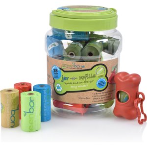 Greenbone Jar-O-Refills Dog Poop Bags & Dispenser, 28 Rolls, 336 Refill bags