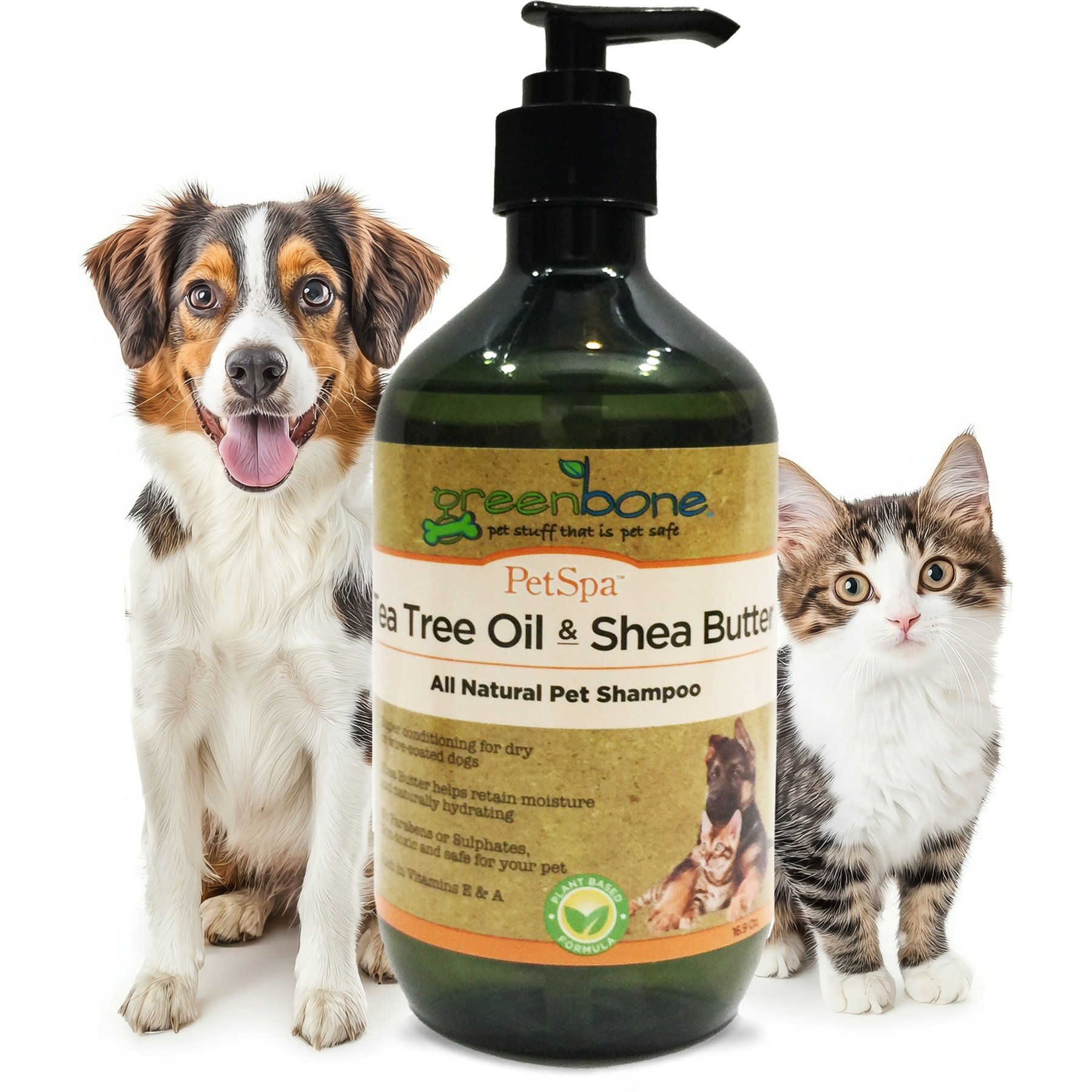 Greenbone Pet Spa All-Natural Plant-Based Shampoo, Tea Tree Oil & Shea Butter, 16.9-fl oz bottle