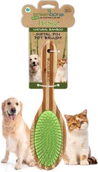 Greenbone Pet Spa Metal Pin Brush, All-Natural Bamboo Grooming Brush for Dogs & Cats, Large