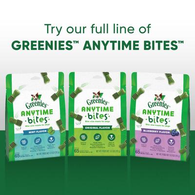 Show full view: Greenies Anytime Bites Blueberry Flavor Soft & Chewy Dog Treats, 24-oz bag, bundle of 2 slide 10 of 11