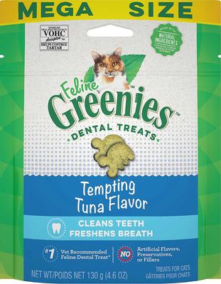 Show full view: Greenies Feline Tempting Tuna Flavor Adult Dental Cat Treats, 4.6-oz bag + Petstages Tower of Tracks Cat Toy slide 2 of 8
