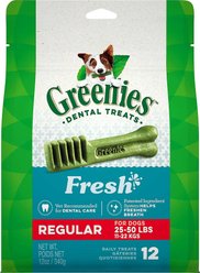 Greenies Regular Natural Fresh Mint Dental Dog Treats, 24 count