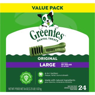 Greenies Large Natural Original Chicken Flavor Dental Dog Treats, 24 count slide 1 of 9