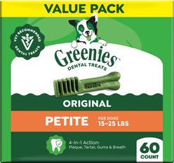 Greenies Petite Natural Original Chicken Flavor Dental Dog Treats, 60 count