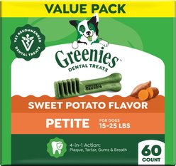 Greenies Petite Sweet Potato Natural Dental Dog Treats, 60 count