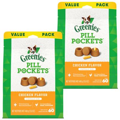 Show full view: Greenies Pill Pockets Canine Chicken Flavor Natural Dog Treats, 120 count bundle slide 1 of 11