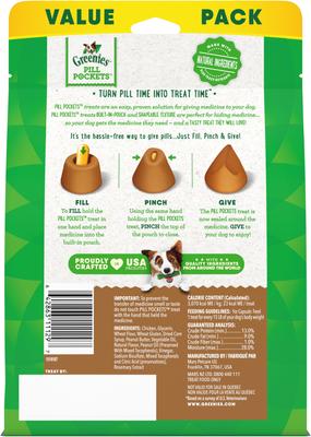 Show full view: Greenies Pill Pockets Canine Chicken Flavor + Real Peanut Butter Flavor Dog Treats slide 7 of 9