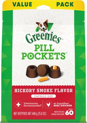 Show full view: Greenies Pill Pockets Canine Hickory Smoke Flavor Natural Dog Treats, Capsule Size, 120 count slide 3 of 12