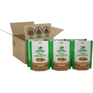 Greenies Pill Pockets Canine Real Peanut Butter Flavor Natural Dog Treats, Capsule Size, 180 count