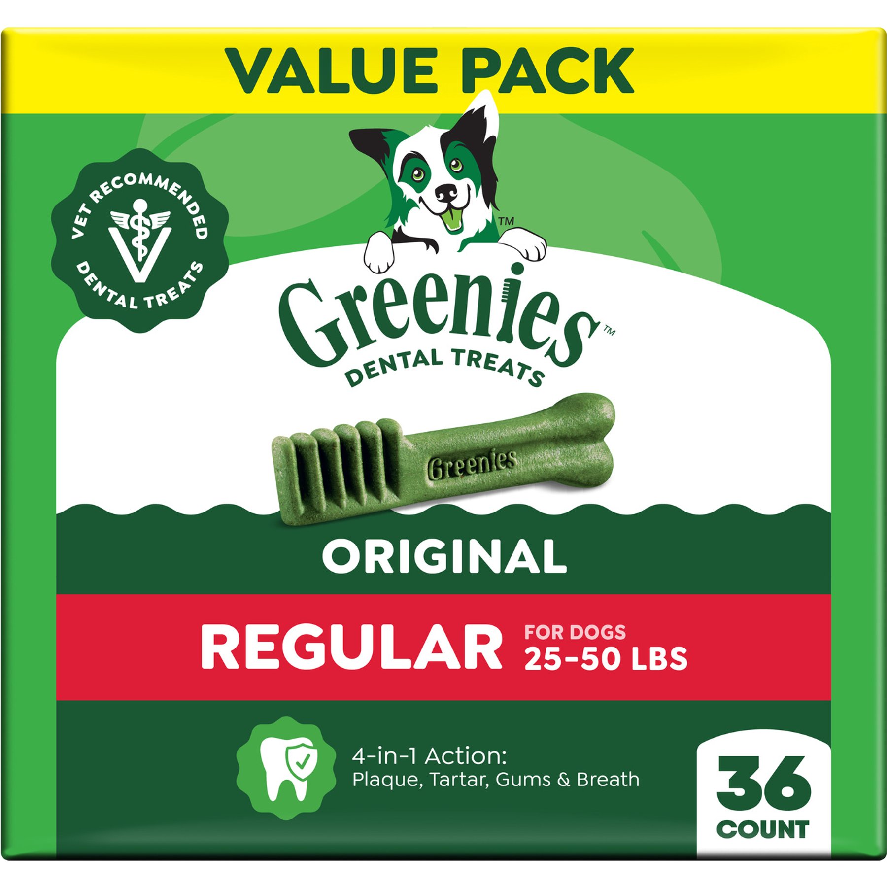 Greenies Regular Dental Dog Treats, 36-oz box, 36 ct