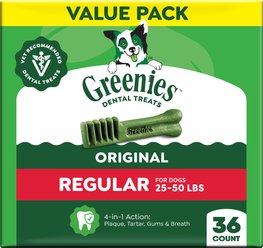 Greenies Regular Natural Original Chicken Flavor Dental Dog Treats, 36 count