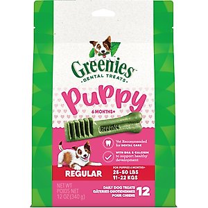 Greenies Regular Natural Puppy Dental Dog Treats, 12 count