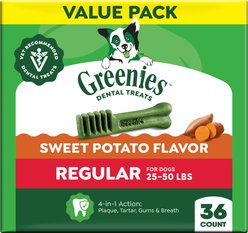 Greenies Regular Sweet Potato Natural Dental Dog Treats, 36 count