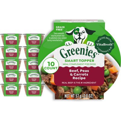 Greenies Greenies Smart Topper Beef, Peas & Carrots Recipe Grain-Free Wet Dog Food Topper, 2-oz tray, case of 10