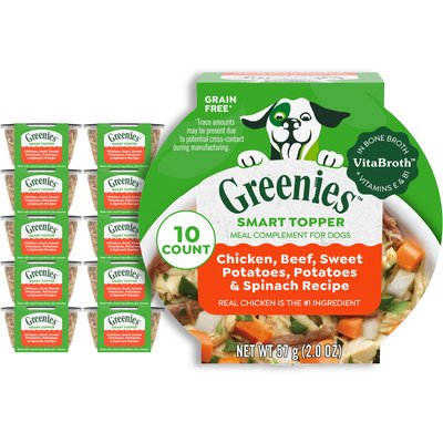 Greenies Greenies Smart Topper Chicken, Beef, Sweet Potatoes, Potatoes & Spinach Recipe Grain-Free Wet Dog Food Topper, 2-oz tray, case of 10