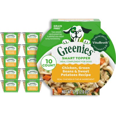 Greenies Greenies Smart Topper Chicken, Green Beans & Sweet Potatoes Recipe Grain-Free Wet Dog Food Topper, 2-oz tray, case of 10