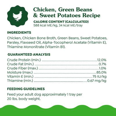 Show full view: Greenies Smart Topper Chicken, Green Beans & Sweet Potatoes Recipe Grain-Free Wet Dog Food Topper, 2-oz tray, case of 10 slide 8 of 12