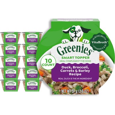 Greenies Greenies Smart Topper Duck, Broccoli, Carrots & Barley Recipe Wet Dog Food Topper, 2-oz tray, case of 10