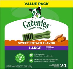Greenies Sweet Potato Natural Large Dental Dog Treats, 24 count