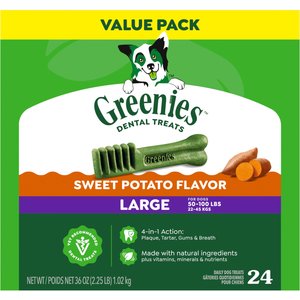 Greenies Sweet Potato Natural Large Dental Dog Treats, 24 count